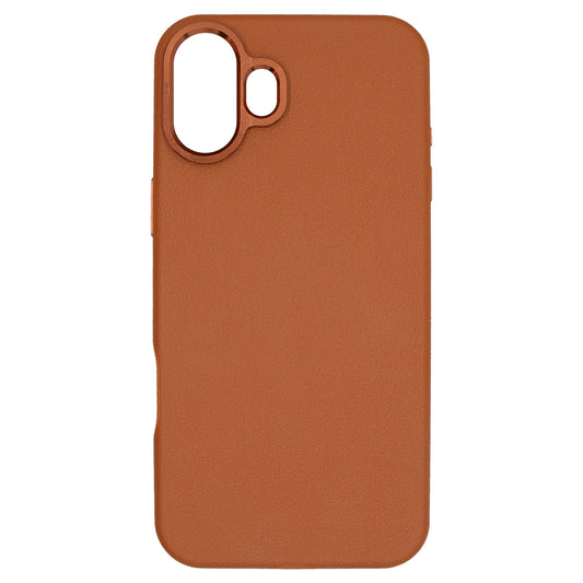 iPhone 16 Plus Luxury Vegan Soft Premium PU Leather Magnetic Cover with Metal Camera Case Khaki