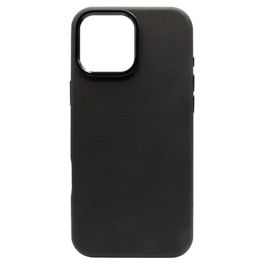 iPhone 16 Pro Luxury Vegan Soft Premium PU Leather with Metal Camera Case Black - CellularPort