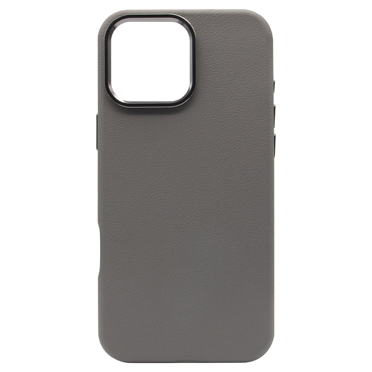 iPhone 16 Pro Luxury Vegan Soft Premium PU Leather with Metal Camera Case Grey