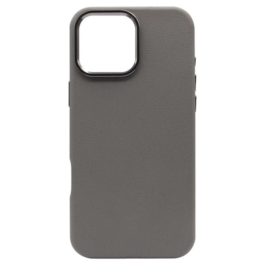 iPhone 16 Pro Luxury Vegan Soft Premium PU Leather with Metal Camera Case Grey - CellularPort
