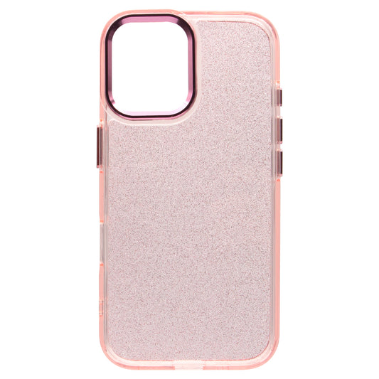 iPhone 16 Plus Bling Shiny TPU+PC Clear Case Transparent Glitter Pink