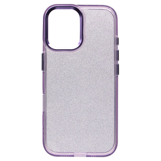 iPhone 16 Bling Shiny TPU+PC Clear Case Transparent Glitter Purple