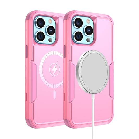 iPhone 14 Pro Pink Shockproof Magnetic Hybrid Case