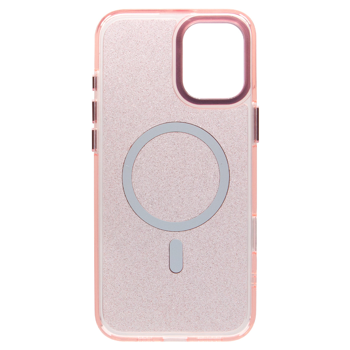 iPhone 16 Bling Shiny Magnetic TPU+PC Clear Case With Lens Bracket Camera Stand Glitter Pink