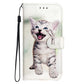 IPhone 15 Plus Flip PU Leather Wallet 3D Print Cat With Wrist Strap Case - CellularPort