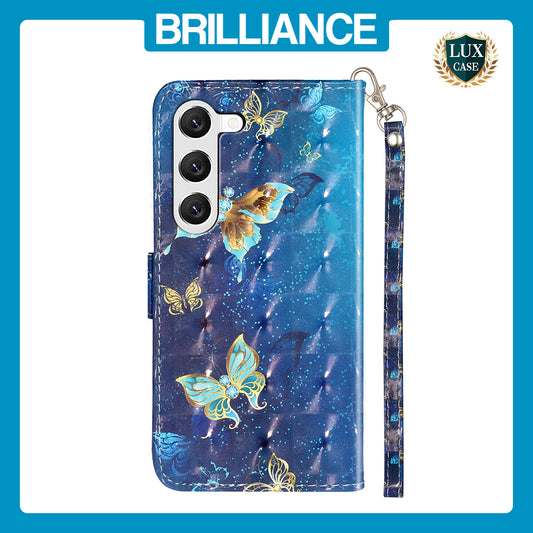 Samsung S23 Plus Blue Butterfly Wallet Case