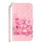 IPhone 15 Pro Max Flip PU Leather Wallet 3D Print Pink Bear With Wrist Strap Case