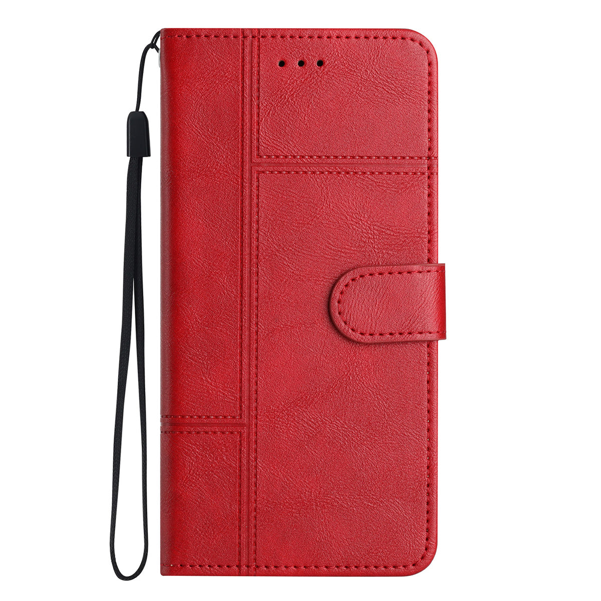 Samsung S24 Ultra Flip Book PU Leather Wallet ShockProof Cowhide Texture With Wrist Strap Case Red