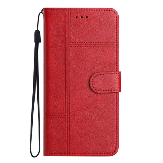 Samsung S24 Ultra Flip Book PU Leather Wallet ShockProof Cowhide Texture With Wrist Strap Case Red - CellularPort