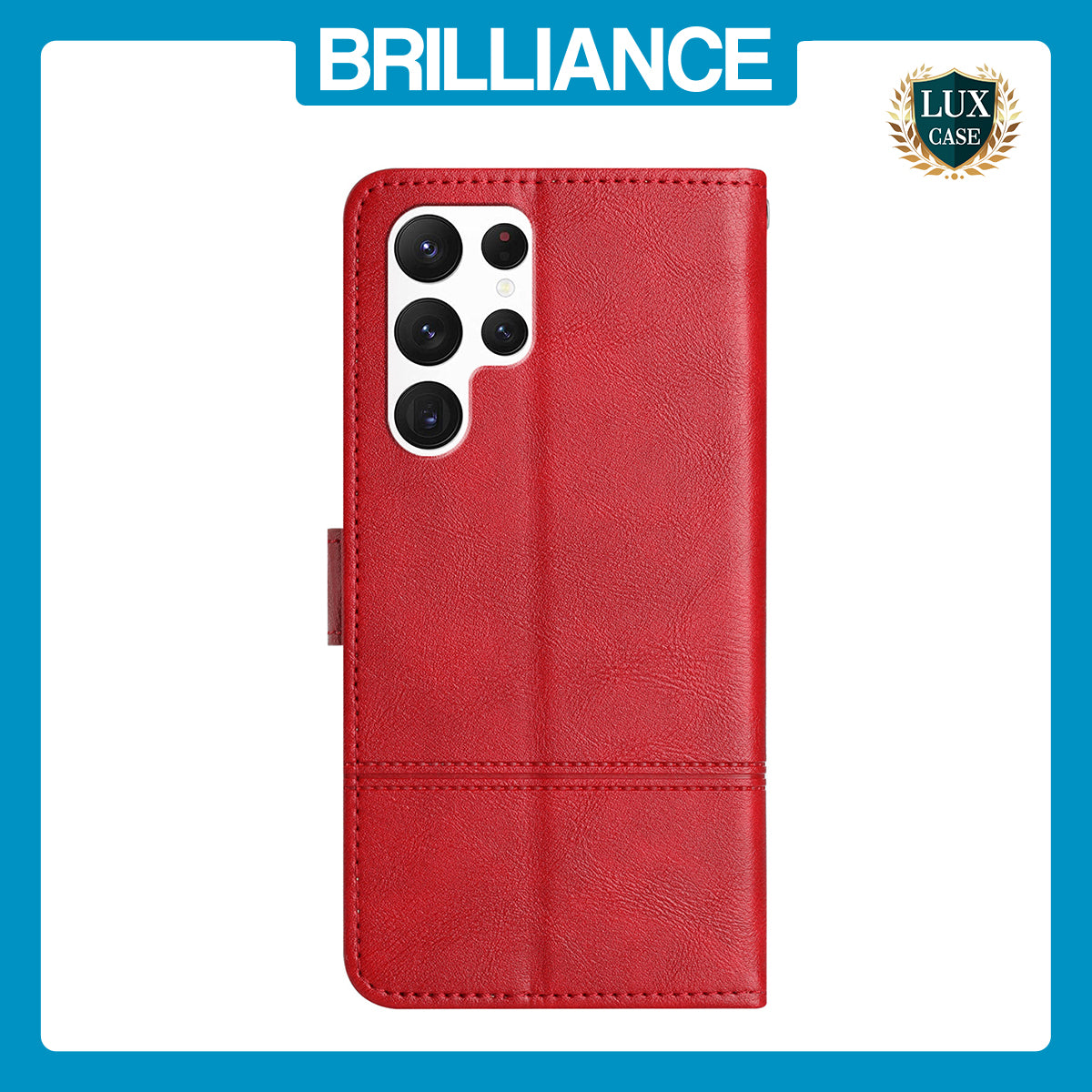 Samsung S23 Ultra Red Cowhide Wallet Case