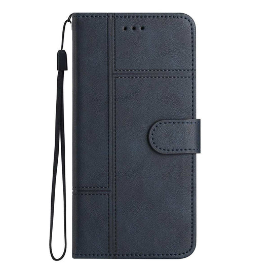 Samsung S24 Ultra Flip Book PU Leather Wallet ShockProof Cowhide Texture With Wrist Strap Case Blue - CellularPort