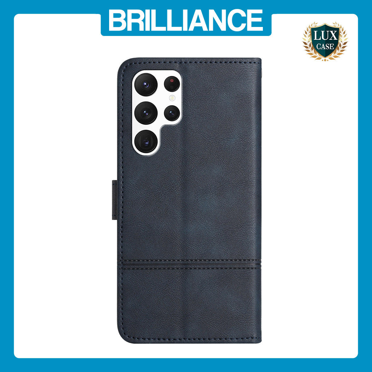 Samsung S23 Ultra Blue Cowhide Wallet Case