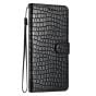 IPhone 15 Pro Max Flip PU Leather Wallet Crocodile Print Card Pockets With Wrist Strap Case Black