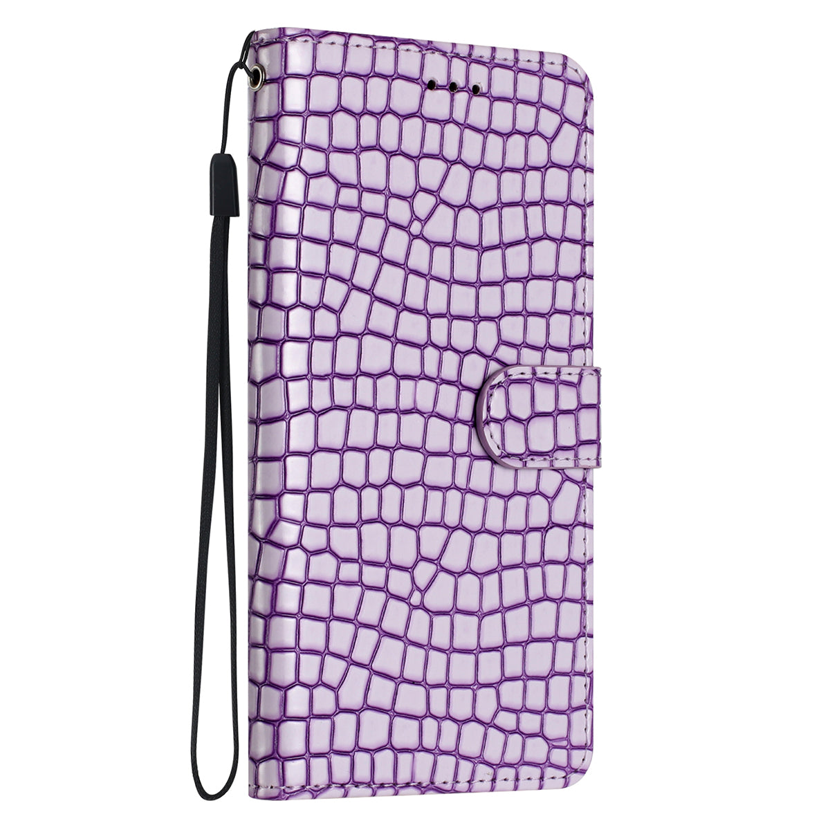 Samsung S24 Ultra Flip PU Leather Wallet Crocodile Print Card Pockets With Wrist Strap Case Purple