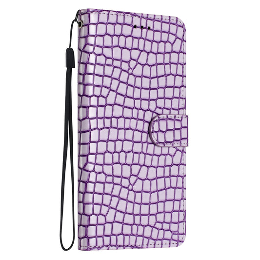 Samsung S24 Ultra Flip PU Leather Wallet Crocodile Print Card Pockets With Wrist Strap Case Purple