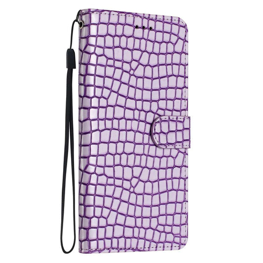 Samsung S24 Ultra Flip PU Leather Wallet Crocodile Print Card Pockets With Wrist Strap Case Purple - CellularPort