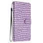 IPhone 15 Pro Max Flip PU Leather Wallet Crocodile Print Card Pockets With Wrist Strap Case Purple