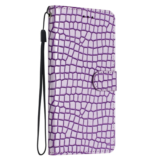 IPhone 15 Pro Max Flip PU Leather Wallet Crocodile Print Card Pockets With Wrist Strap Case Purple - CellularPort