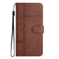 IPhone 15 Plus Flip PU Leather Wallet ShockProof Imprinted Cowhide Texture With Wrist Strap Case Dark Brown - CellularPort