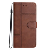 IPhone 15 Pro Max Flip PU Leather Wallet ShockProof Imprinted Cowhide Texture With Wrist Strap Case Dark Brown - CellularPort