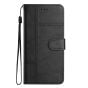 IPhone 15 Pro Max Flip PU Leather Wallet ShockProof Imprinted Cowhide Texture With Wrist Strap Case Black