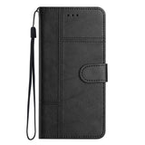 IPhone 15 Pro Max Flip PU Leather Wallet ShockProof Imprinted Cowhide Texture With Wrist Strap Case Black - CellularPort