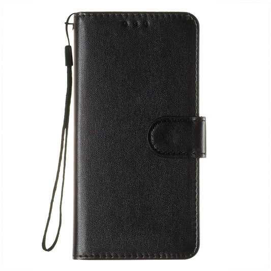 IPhone 15 Flip PU Leather Wallet Classic Card Pockets With Wrist Strap Case Black - CellularPort
