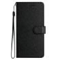 IPhone 15 Pro Max Flip PU Leather Wallet Silk Print Card Pockets With Wrist Strap Case Black