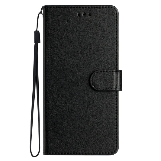 IPhone 15 Pro Max Flip PU Leather Wallet Silk Print Card Pockets With Wrist Strap Case Black - CellularPort