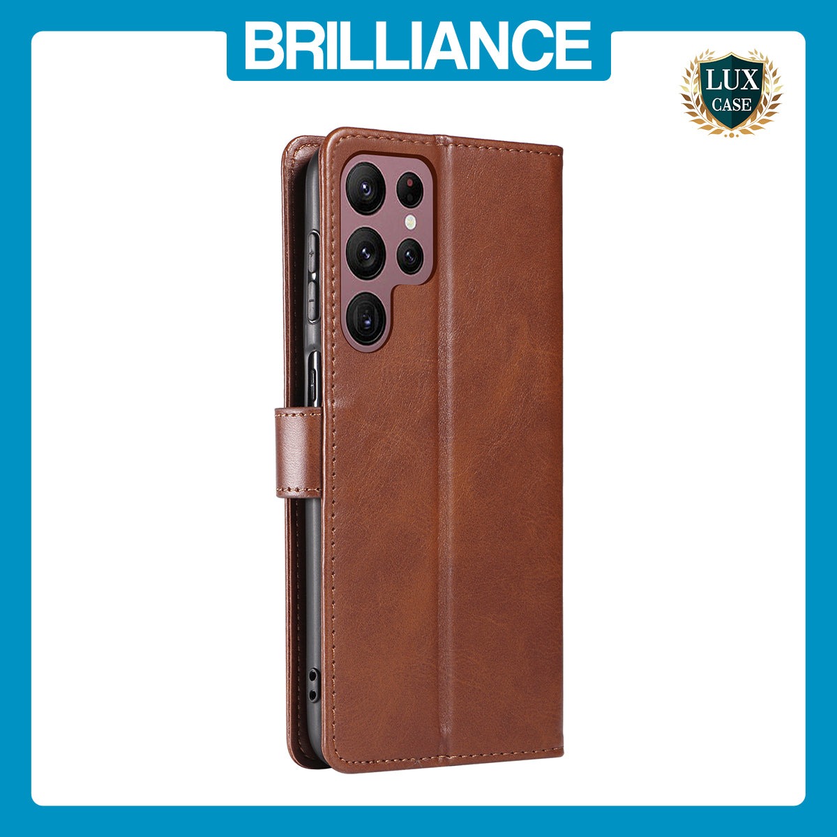Samsung S23 Ultra Brown Leather Wallet Case