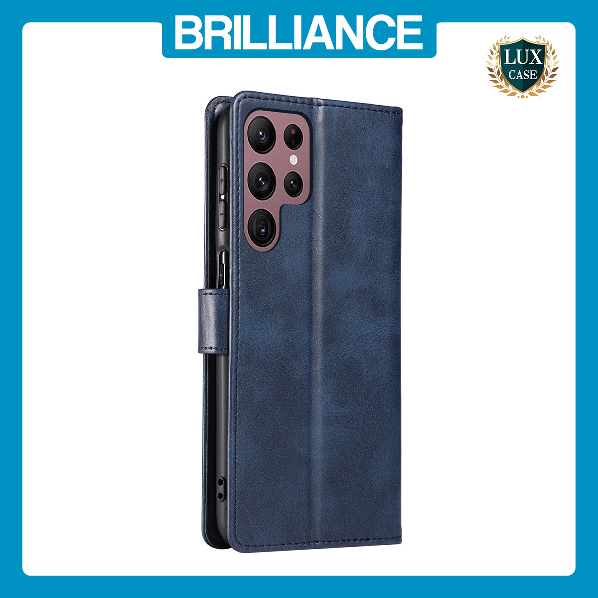 Samsung S23 Ultra Blue Leather Wallet Case