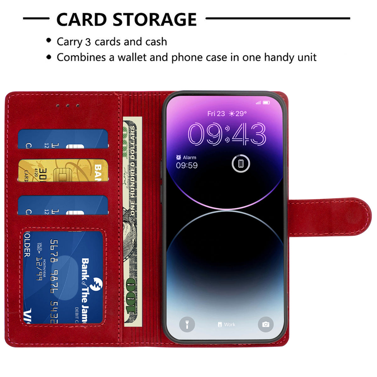 Samsung S24 Ultra Flip Premium PU Leather Wallet Business Style With Card Pockets Case Red