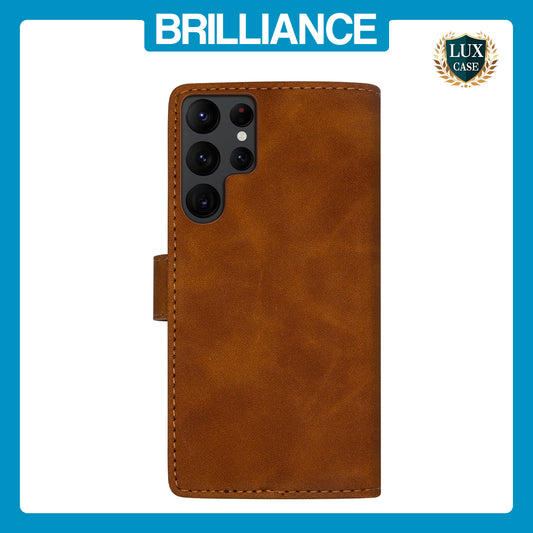 Samsung S23 Brown Premium Wallet Case
