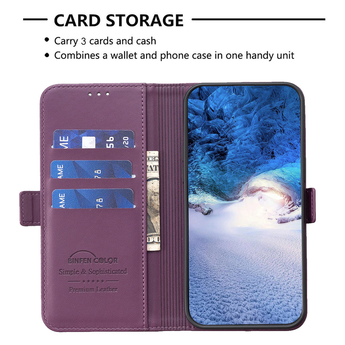 Samsung S24 Ultra Flip Book PU Leather Wallet Holder & Stand with Card Pockets Case Purple