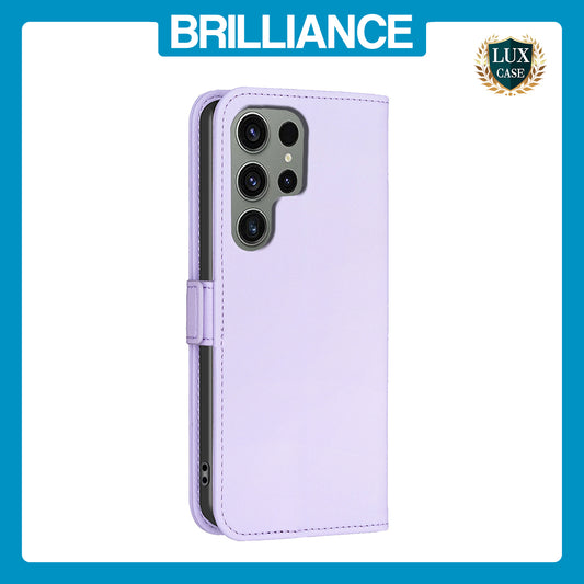 Samsung S23 Ultra Light Purple Leather Wallet Case