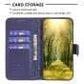 IPhone 15 Flip Book PU Real Leather Wallet Holder & Kickstand With Card Pockets Case Blue - CellularPort