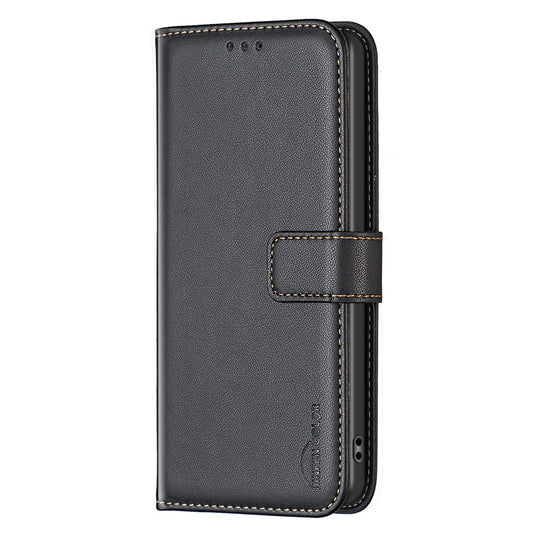 Samsung S24 Flip Book PU Genuine Leather Detachable Strong Magnetic Wallet With Card Pockets Case Black