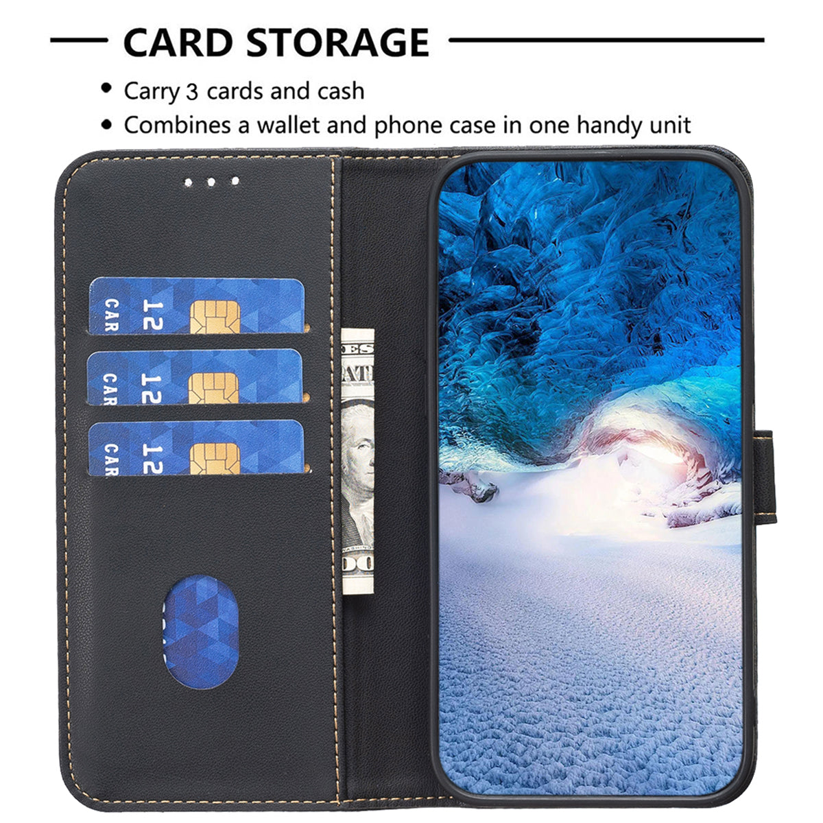 Samsung S24 Ultra Flip Book PU Genuine Leather Detachable Strong Magnetic Wallet With Card Pockets Case Black