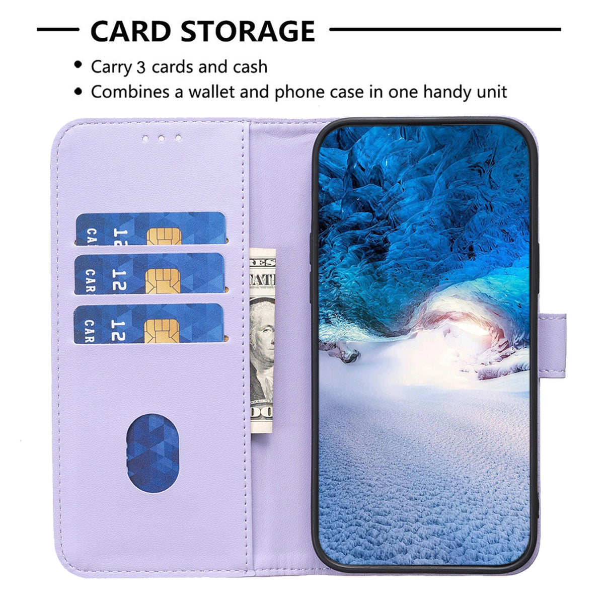 Samsung S24 Ultra Flip Book PU Genuine Leather Detachable Strong Magnetic Wallet With Card Pockets Case Lavender