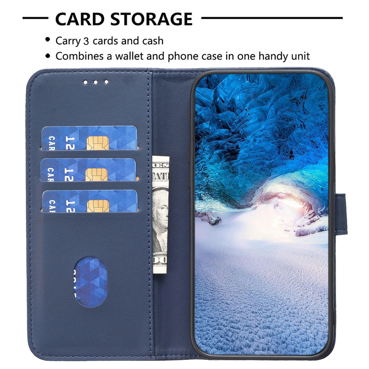 Samsung S24 Ultra Flip Book PU Genuine Leather Detachable Strong Magnetic Wallet With Card Pockets Case Blue