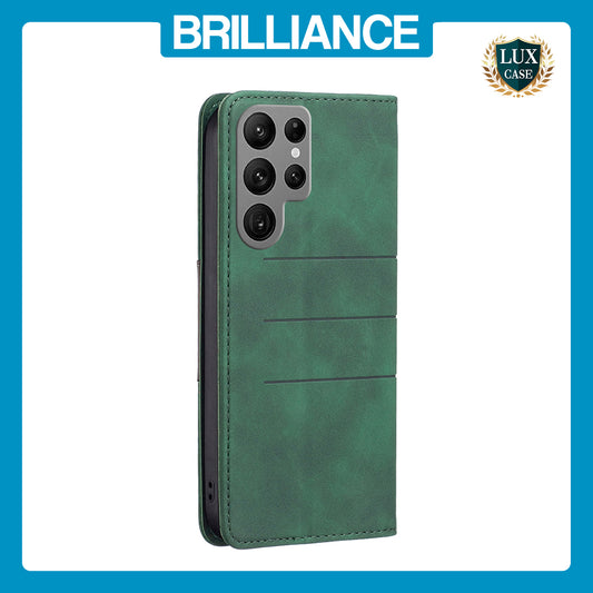 Samsung S23 Ultra Green Stitching Wallet Case