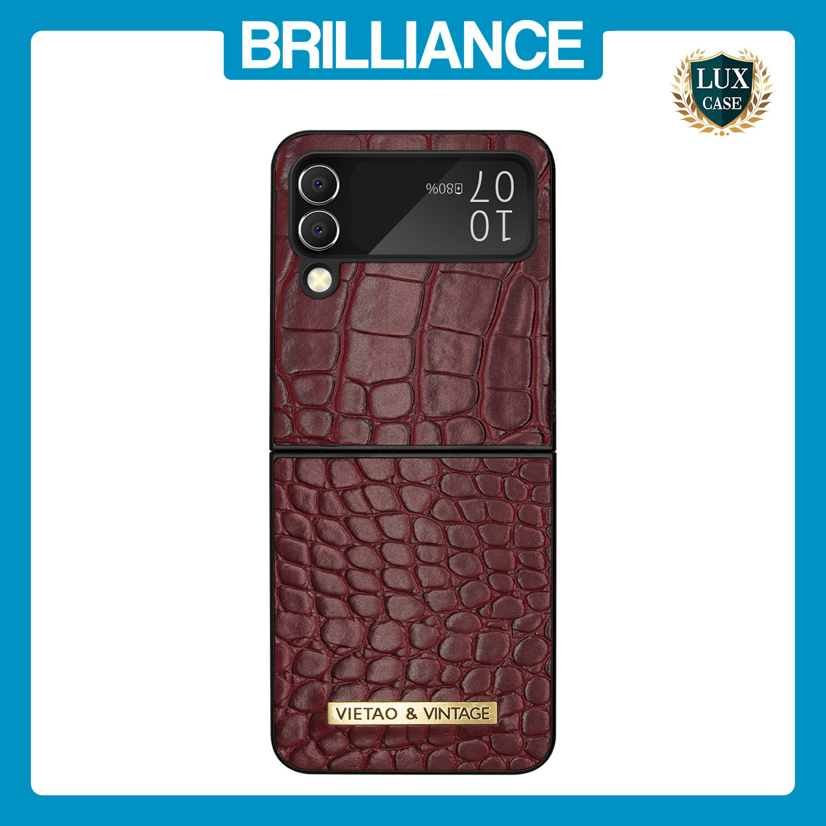 Samsung Flip4  Crocodile Leather Case Burgundy