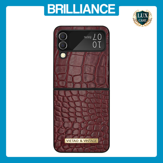 Samsung Flip4  Crocodile Leather Case Burgundy