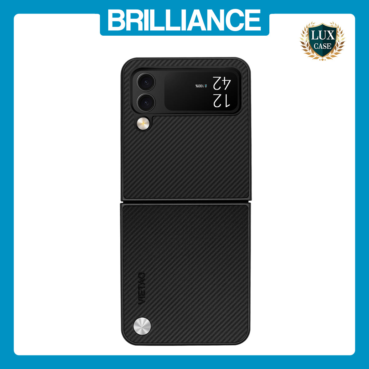 Samsung Flip3 Carbon Fiber Leather Case Black