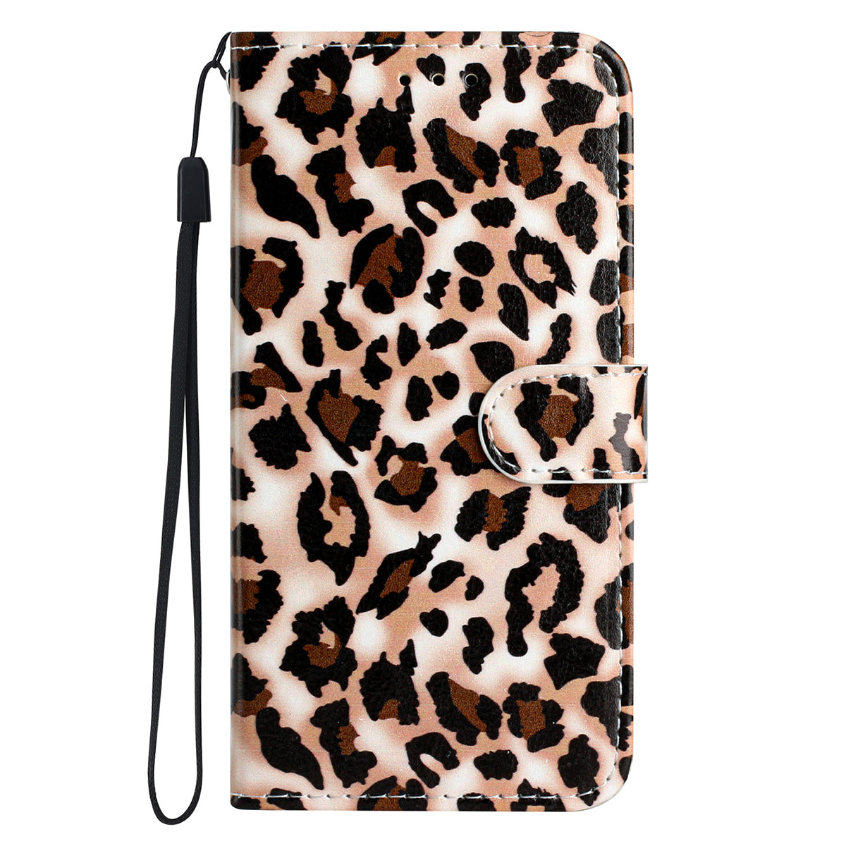 IPhone 15 Pro Flip PU Leather Wallet 3D Print Leopard With Wrist Strap Case