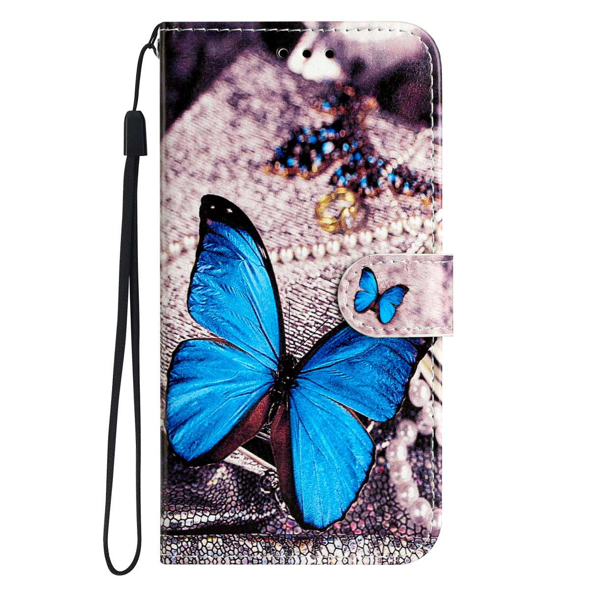 Samsung S24 Ultra Flip PU Leather Wallet 3D Print Butterfly With Wrist Strap Case - CellularPort