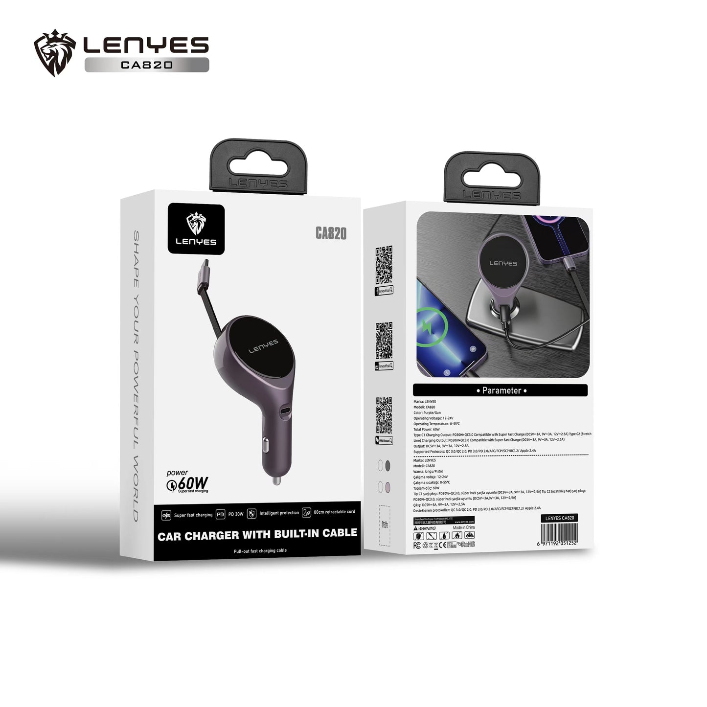 Lenyes CA820 Built-In Cable Car Charger