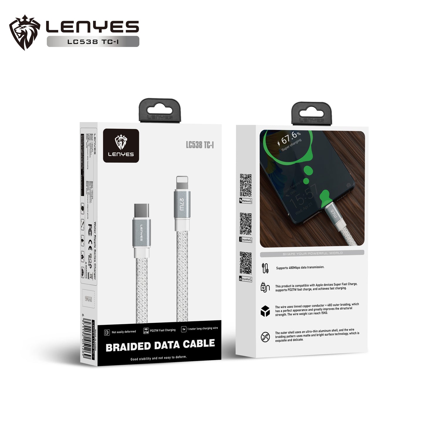 Lenyes LC538 TC-TC Braided Cable
