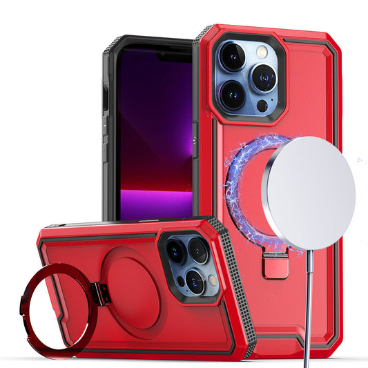 iPhone 13/14 Red Magnetic Kickstand Tough Hybrid Case
