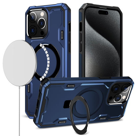 iPhone 13 Pro Max Blue Simplistic Ring Stand Hybrid Case